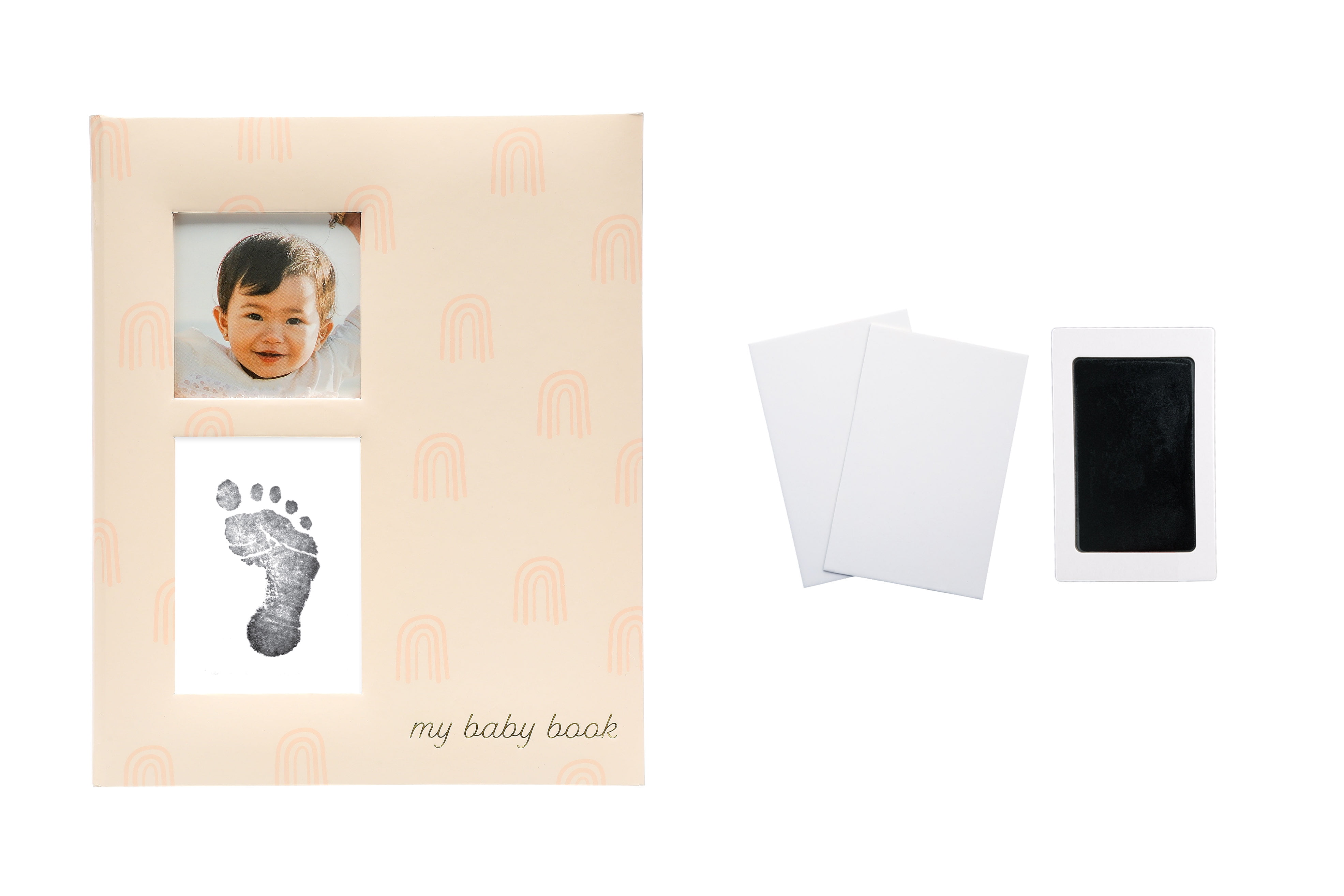 Pearhead Baby Memory Book and Clean-Touch Ink Pad, Baby Girl or Baby Boy  Journal, Baby Milestone Photo Album, Blush Rainbow 