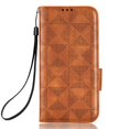 thumbnail image 6 of for Samsung Galaxy S23 Ultra Wallet Case, Soft Silicone Triangles Pattern Luxury PU Leather Magnet Flip Folio Cover with Card Slots Holder Wrist Strap Handbag Kickstand Case, Brown, 6 of 6