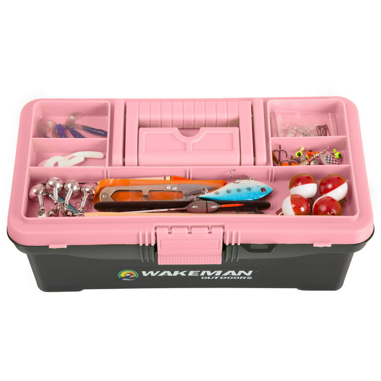 Wakeman Fishing Single Tray 55-Piece Tackle Kit, Pink
