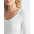 thumbnail image 4 of Joyspun Women's Seamless Scoop Neck Thong Bodysuit with Long Sleeves, Sizes XS-3XL, 4 of 5