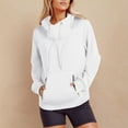 thumbnail image 2 of Pullovers Shirts Ladies Fall Winter Relaxed Fit Hooded Long Sleeve Kimono Drop Shoulder Zipper Plain Hoodie Cotton Hoodies Sweatshirts(White,S), 2 of 8
