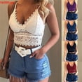 thumbnail image 2 of las mujeres de la moda de encaje floral bralette blusas cuello en v tanque tops crop top correa de espagueti señoras camisola más el tamaño s-3xlpangjing, 2 of 4