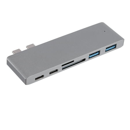 ESYNIC Type-C Thunderbolt 3 Multi Port 6-in-1 Hub Adapter Dual USB 3.0 for MacBook