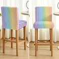 thumbnail image 7 of Thin Rainbow Striped Bar Stool Covers - Stretch Dining Chair Covers Set of 4, Farmhouse Modern Stripes Bar Chair Cover Removable Counter Stool Pub Chairs Slipcovers Protectors for Kitchen/Cafe, 7 of 7
