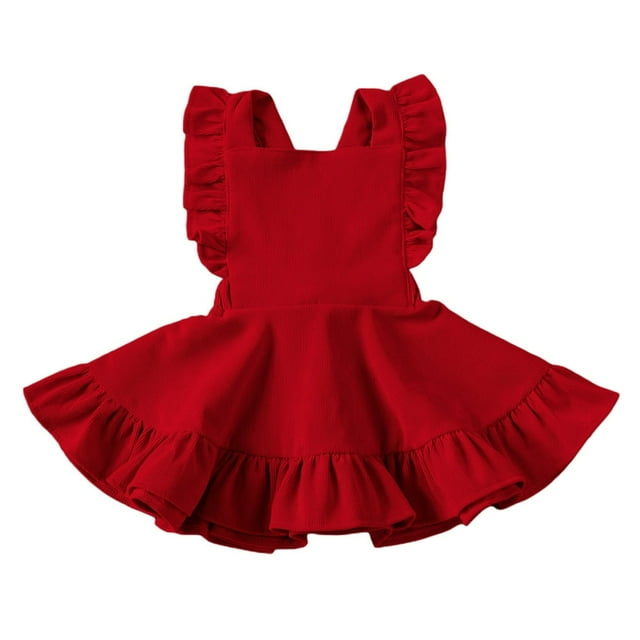 Enfants Filles Robe en Velours Côtelé Couleur Unie Sans Manches Cou Carré Volants une-Ligne Bretelles Robe Casual