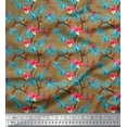 thumbnail image 1 of Soimoi Poly Georgette Fabric Leaves,Floral & Macaw Parrot Bird Printed Fabric 1 Yard 52 Inch Wide, 1 of 3