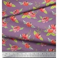 thumbnail image 2 of Soimoi Purple Moss Georgette Fabric Leaves & Peony Floral Print Fabric by Yard 42 Inch Wide, 2 of 3