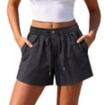 thumbnail image 2 of CFLVAEK Athletic Shorts for Women Quick Dry Drawstring High Waisted Workout Shorts Summer Running Hiking Shorts with Pockets Black L, 2 of 5