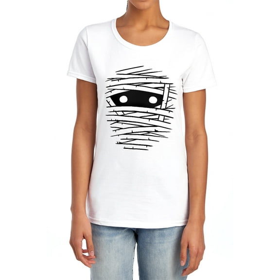 Popfunk Halloween Mummy Costume Women's T Shirt, White, 2X-Large