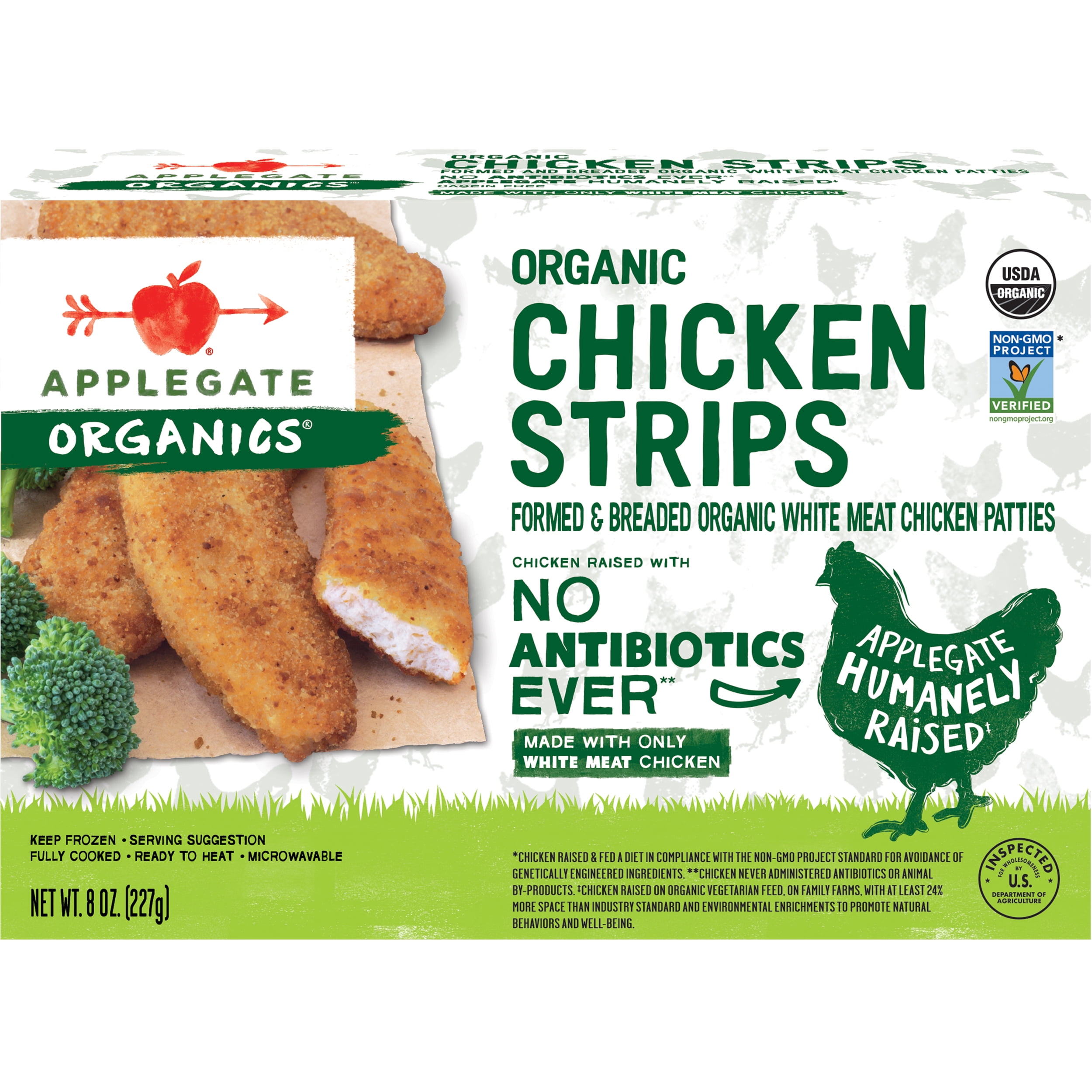 Applegate Organic Chicken Strips, 8oz, 7.5 CT Box (Frozen)