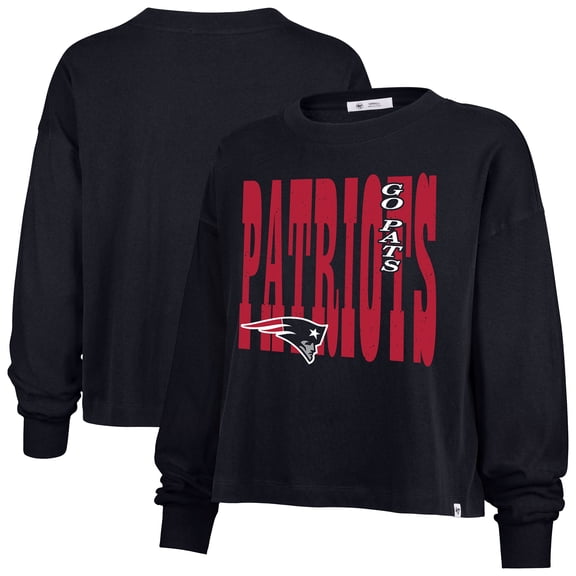 Women's '47 Navy New England Patriots Stacked Sydney Long Sleeve T-Shirt