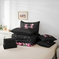 thumbnail image 6 of jejeloiu Letter H Monogrammed 7-Piece Bedding Comforter Set,Pink Cheetah Pattern King Bedding Sets For Girls Kids Reversible, 6 of 8