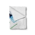 thumbnail image 2 of Watercolor Flower Soft Flannel Fleece Throw Blanket, Cornflower Summer Botanic Floral Blooming Plants Print, Cozy Plush for Indoor and Outdoor Use, 50" x 60", Navy Blue White Green, by Ambesonne, 2 of 6