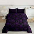 thumbnail image 2 of jejeloiu Victorian Baroque Print Bedding Comforter Set,Retro Damask Floral Twin Comforter Sets,Purple Black Bedding Set For Girls Boys,Uper Cozy Room Decor Reversible,2pcs, 2 of 8
