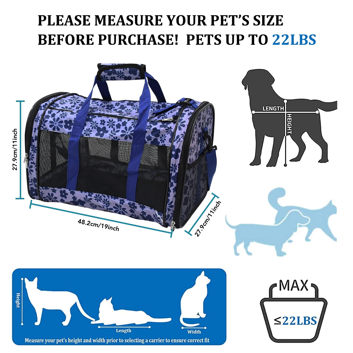 GOOPAWS Soft-Sided Kennel Pet Carrier for Small Dogs, Cats, Puppy, Airline Approved Cat Carriers Dog Carrier Collapsible, Travel Handbag & Car Seat