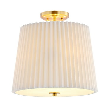 SAFAVIEH Madio 16 in. Antique 3-Light Gold Base Iron Mount Light with White Cotton Shade
