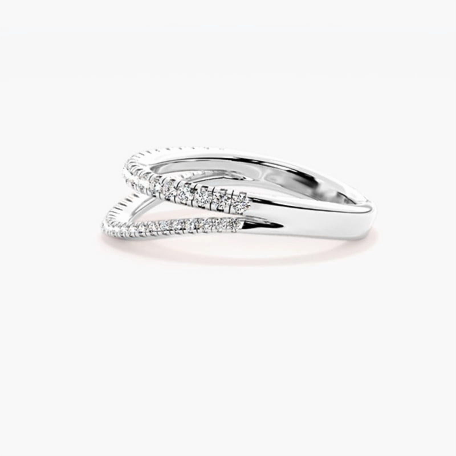 14k White Gold Plated Round Moissanite Cluster Engagement Ring Wedding Promise Ring for Women