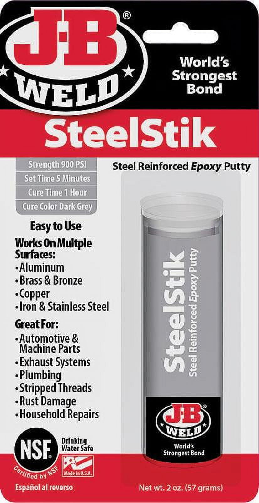 J-B Weld 8267-6 Steel Stik Steel Reinforced Epoxy Putty Stick - 2 oz, Pack  of 3