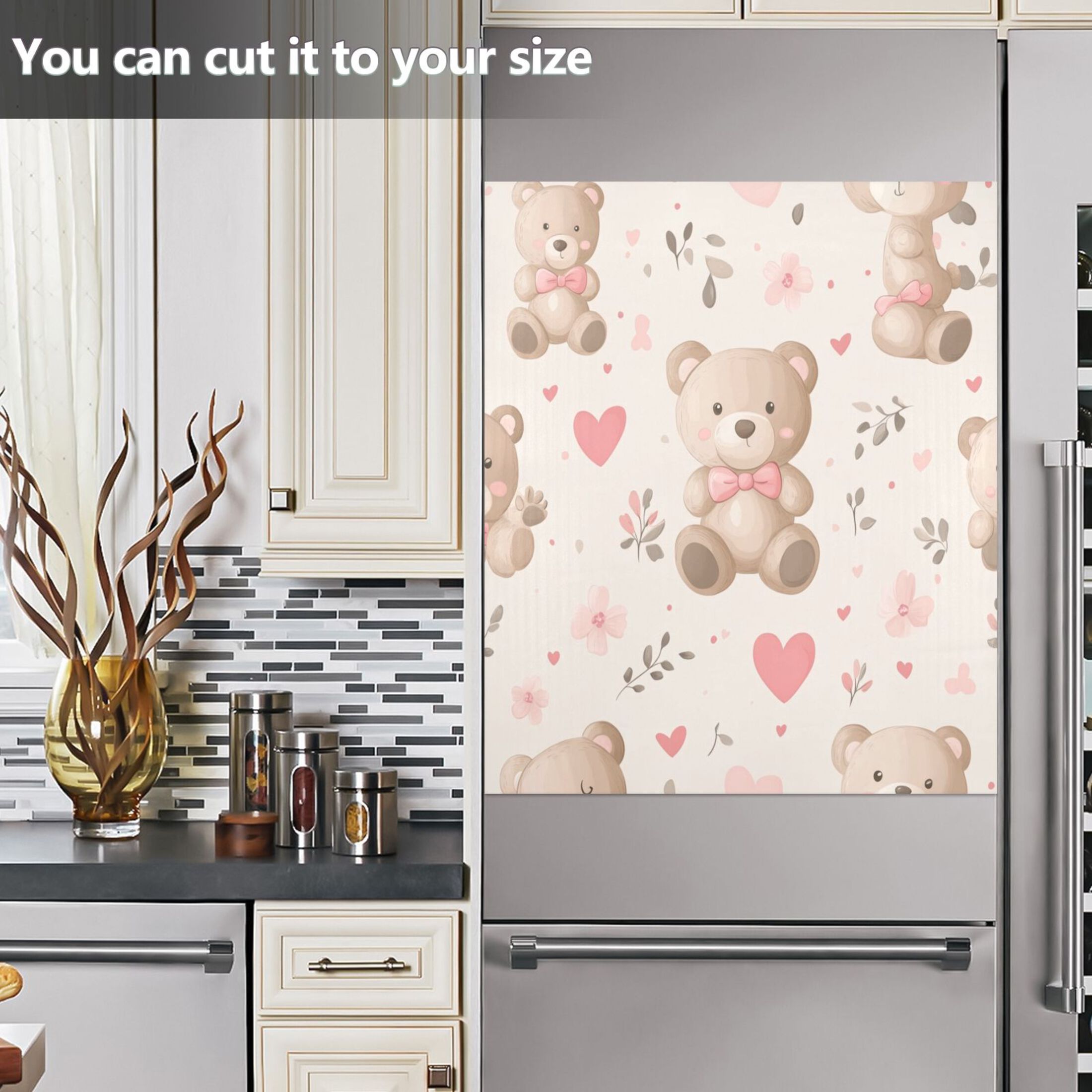 Dishwasher Magnetic Sticker 23x26 Inch Refrigerator Magnetic Sticker Washing Machine Magnetic Sticker Kitchen Panel Magnetic Sticker Home Decor Super Cute Brown Bear
