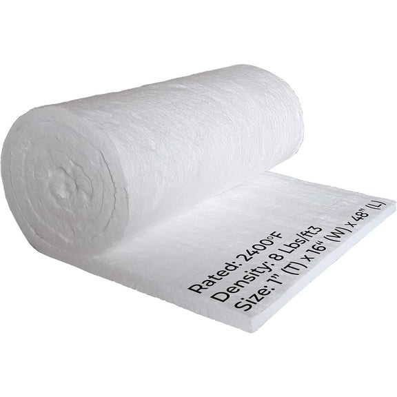 Simond Store Ceramic Fiber Insulation Blanket - 8# Density 2400F (1315C) - 1” (Thick) x 16” x 48” – High Temperature Insulation Blanket for Furnace Stove Fireplace Forge Chimney Pizza Oven Insulation