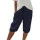 thumbnail image 1 of Pantalones cortos de lino para mujer SCZ casuales de talle alto con cordón y bolsillos azul XL, 1 of 7