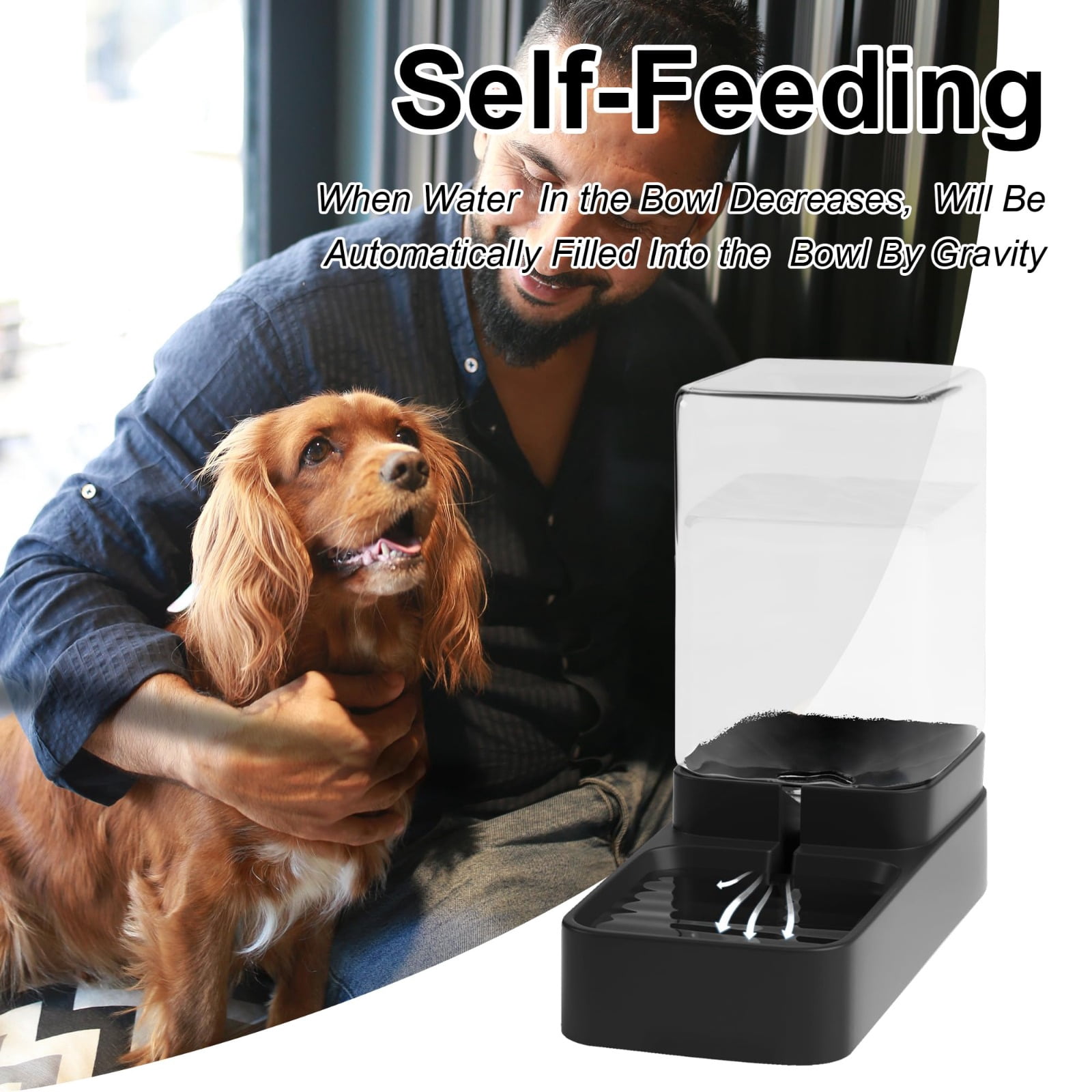 Automatic Cat Feeder & Water Dispenser Set, Gravity 3.3L Pet Food Waterer with Large Absorbent Quick-Dry Feeding Mat