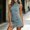 Blue, variant on IUYRTFE Women Mock Neck Sleeveless Button Down A Line Mini Dress Solid Color Casual Short Dress