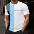 thumbnail image 2 of Men's Casual Lightweight Interlock T Shirts with Short Sleeve Crew Neck Color Block Graphic Tees Shirt Summer Tops Light Blue, 2 of 9