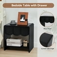 thumbnail image 5 of Wirrytor Farmhouse Black Fluted Nightstands Set of 2, Mid-Century Chic End Table with Drawer and Open Shelf Storage, Curved Edge Bedside Table for Bedroom Living Room, 5 of 8
