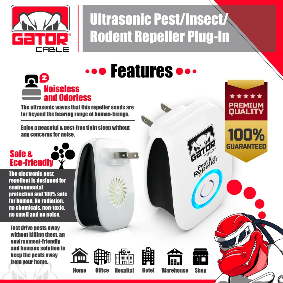 CRESTIN- Ultrasonic Pest Insect Rodent Repeller Electronic Plug-In Mice Rat Cockroach Bug