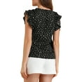 thumbnail image 4 of MODA NOVA Junior's Ruffle Sleeves V Neck Polka Dots Print Blouse Black S, 4 of 6
