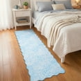 thumbnail image 2 of Moynesa 2'x6' Scalloped Floral Runner Rug, Washable Cottage Boho Accent Rug for Hallway Bedroom Laundry Room ‎Bathroom Soft Low Pile Non Slip, Mist Blue, 2 of 11