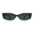 thumbnail image 4 of Womens Narrow Rectangle Cat Eye Retro Gothic Diva Sunglasses All Black, 4 of 8