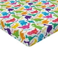 thumbnail image 2 of Ambesonne Colorful Fitted Sheet, Wild Dinosaur Cartoon, Twin XL Size, Multicolor, 2 of 3