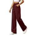 thumbnail image 4 of Women's High Waist Wide Leg Suit Pants Dress Trousers Loose Straight Business Casual Trousers with Pockets office Daily Street Outfits Wine, 4 of 7