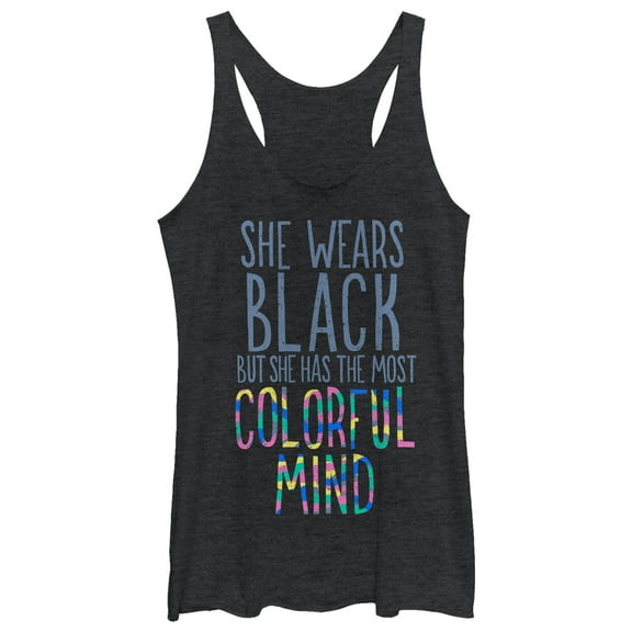 Women's CHIN UP Most Colorful Mind  Racerback Tank Top Black Heather X Small
