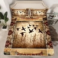thumbnail image 2 of jejeloiu Vintage Bohe Aztec Twin Sheet Sets,Mallard Duck Twin Fitted Sheet,Country Farmhouse Lodge Flat Sheet For Adults,Super Cozy Room Decor,3 Pieces, 2 of 7