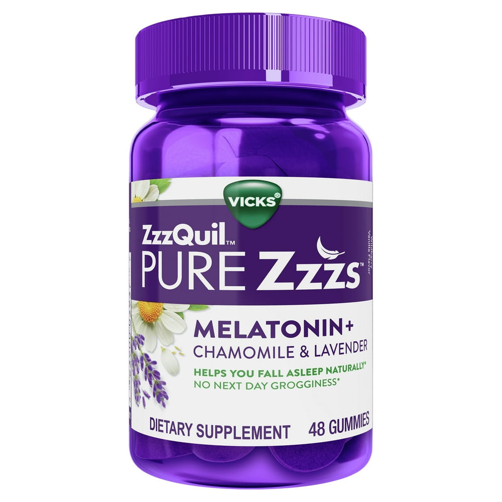 Vicks ZzzQuil Pure Zzzs Melatonin Sleep Aid Gummies, 1mg, 48 Ct