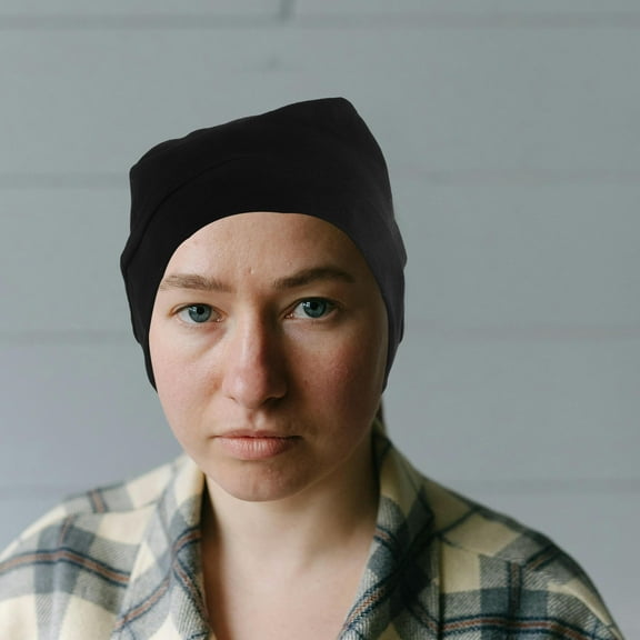 Supvox Black Cotton Sleeping Cap for Elderly with Comfort and Breathable Features