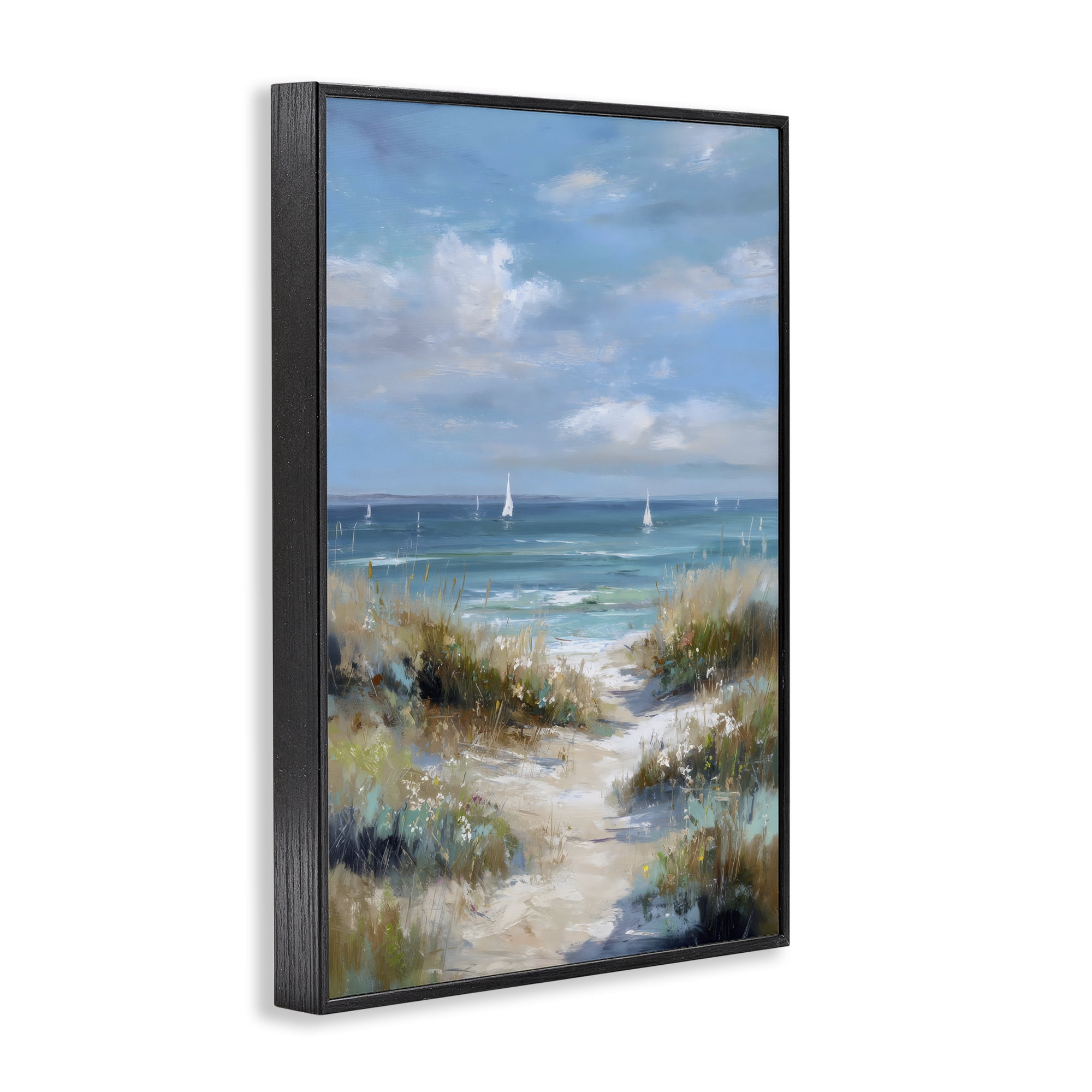 Stupell Industries Sailboat Path Impression Black Framed Giclee Art, design by Petal Prints Design