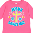 thumbnail image 4 of Inktastic Easter Jesus Loves Me with Cross and Flowers Boys or Girls Long Sleeve Toddler T-Shirt, 4 of 5