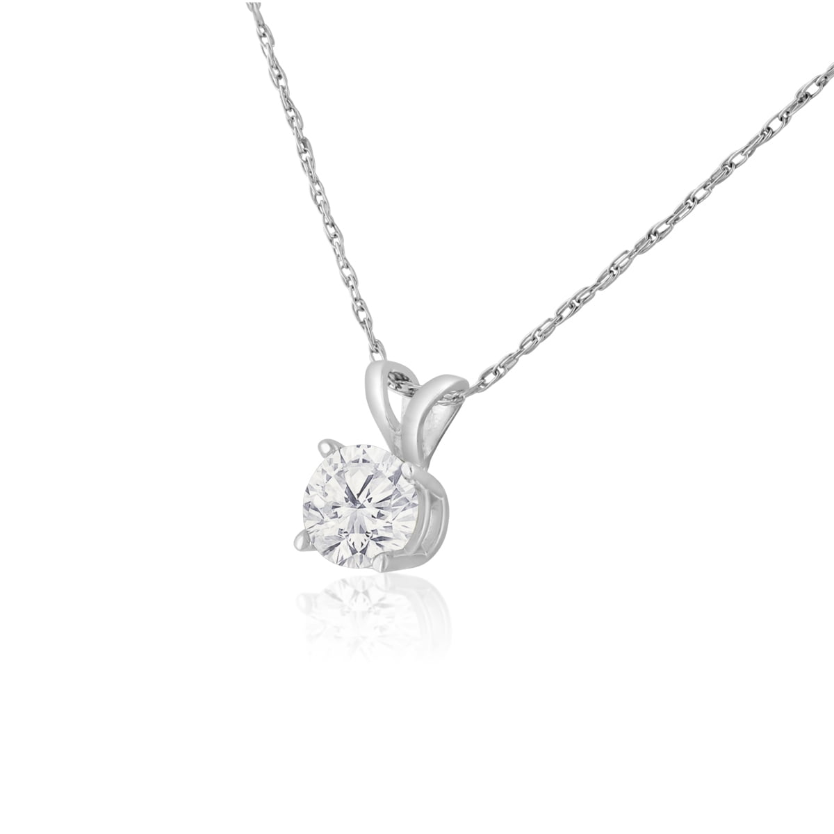 1/2 Carat Diamond Solitaire Necklace In 14 Karat White Gold (J-K Color, I1-I2 Clarity)