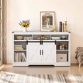 thumbnail image 5 of Mayincolor Farmhouse TV Stand, 34'' Tall Entertainment Center for 65+ Inch TV, Rustic Console with Sliding Door (White), 5 of 8