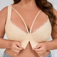 thumbnail image 4 of IWRICH Women's Criss Cross Front Closure Bras Plus Size Underwire Supportive Bra Lift V-Neck Soft Comfy Bralettes Beige XXXXXXL, 4 of 6