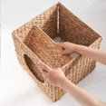 thumbnail image 6 of Pefilos 13" Water Hyacinth Woven Cave Cat Beds for Indoor Cats and Small Dogs, Wicker Square Cat House Condo, Brown, 6 of 7