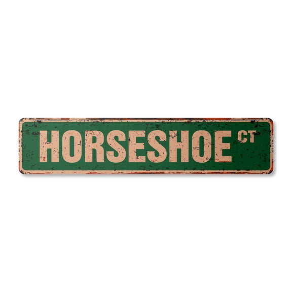 HORSESHOE Vintage Plastic Street Sign signs horseshoes game player trophy | Indoor/Outdoor | 24" Wide