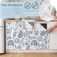 thumbnail image 5 of Pastoral Flowers Cabinet Curtain 32"Wx55"L, Dustproof Pantry Door Curtain with Self Adhesive Tape, Vintage Haze Blue Farmhouse Plant Tall Storage Cover Privacy Drape for Bathroom Kitchen Laundry Room, 5 of 9