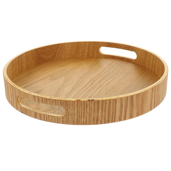 Decor Food Tray Snack Party Trays Wooden Round Restaurant Kitchen Dessert Tea Bread Serving Desktop Fruit