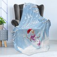 thumbnail image 4 of Christmas Soft Flannel Fleece Throw Blanket, Snowman in a Snowy Winter Day with Xmas Hat Frosty Noel Kids Nursery Theme, Cozy Plush for Indoor and Outdoor Use, 50" x 60", White Blue, by Ambesonne, 4 of 5