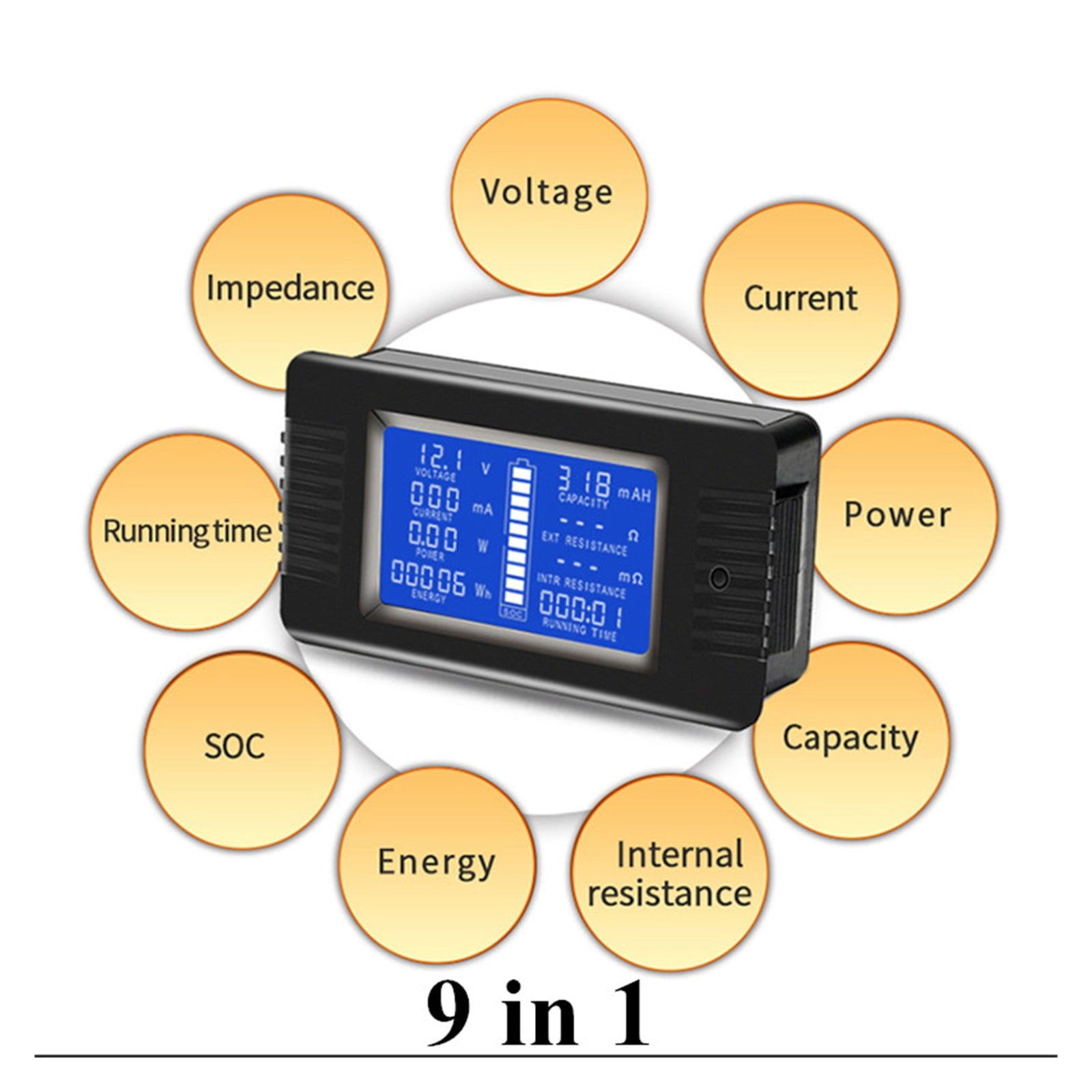 DC 0-200V 100A/300A 9 in 1 LCD Digital Display Multimeter Battery Monitor Power Energy Impedance Resistance Voltmeter 24-96 ,Safe to Use - PZEM015 300A SHUNT